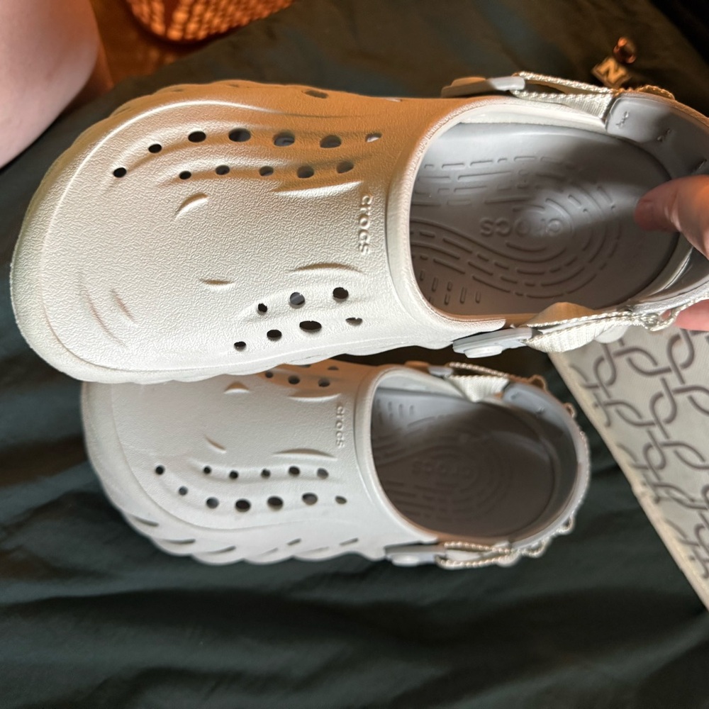 CROCS Gray Slippers with Perforated Design
